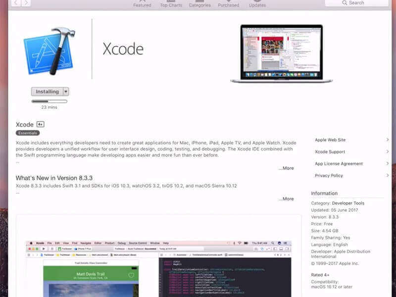 Xcodeアプリを探して
