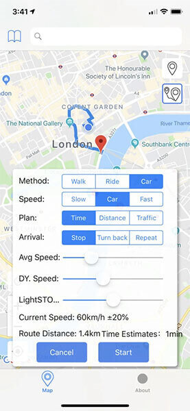 マップ周辺の移動をシミュレートする