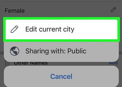 「Edit current city（現在地を編集）」をタブして、ご希望の場所に変更してください